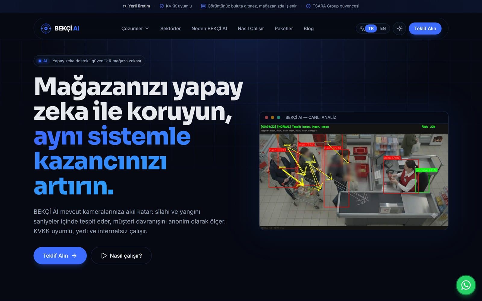 Ana sayfa — hero + canlı analiz